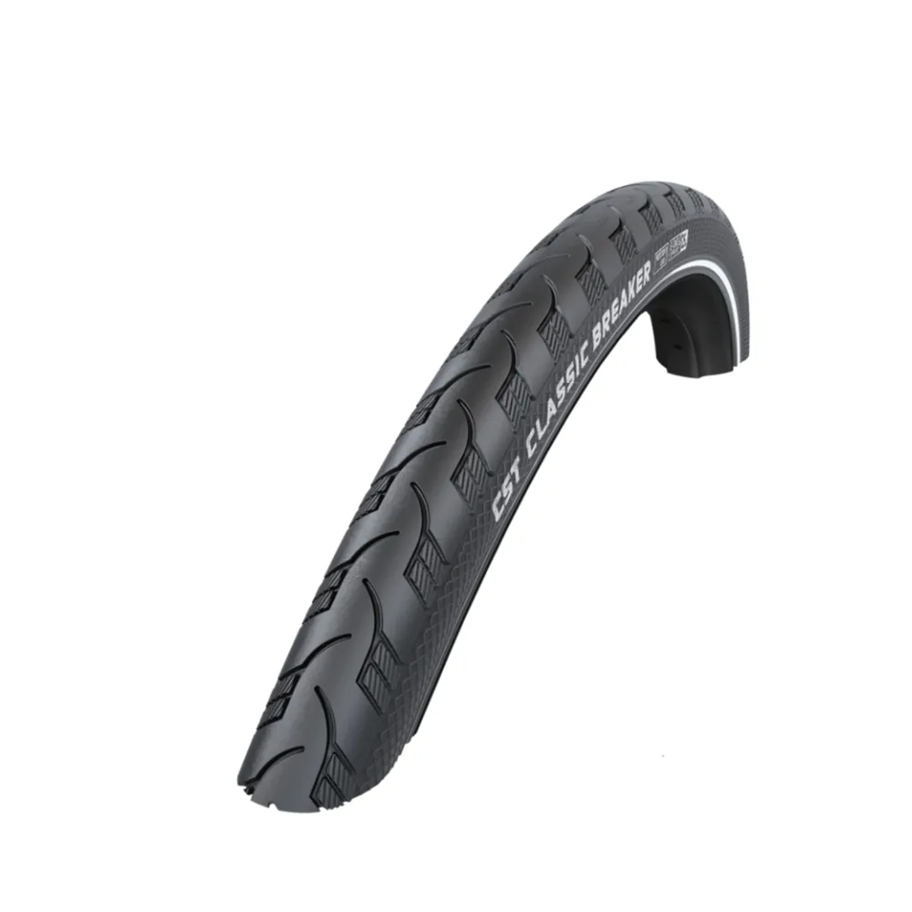 CST breaker (1mm anti-lek) zwart met reflectie. 28x1 1/4, ETRTO 32-622