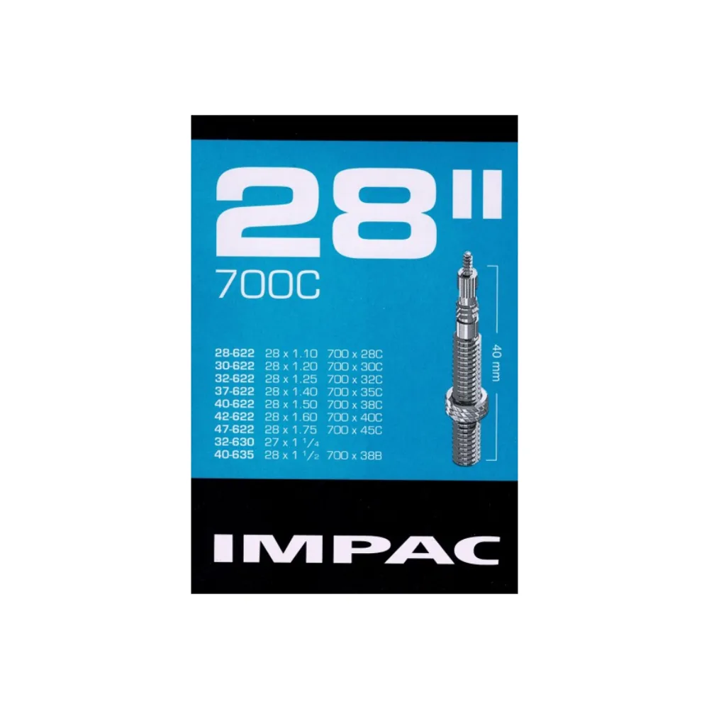 Impac Binnenband (by Schwalbe) SV28  28x1 5/8x1 3/8, 28x1 1/4, 28x1 1/2, 28x1.75  ETRTO 28/47-622/635, Ventiel: frans 40mm