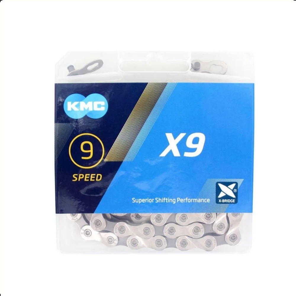 KMC X9 ketting smal 1/2x11/128, 9-speed, grijs