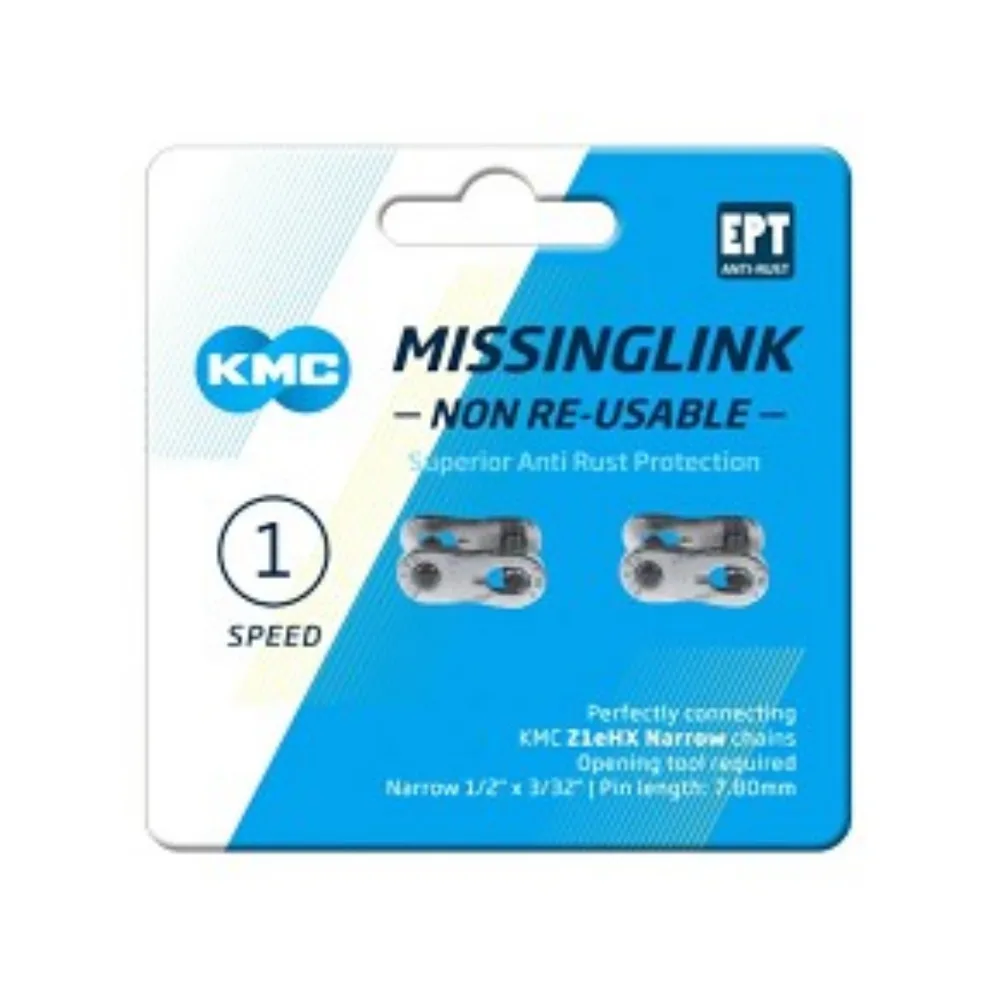 KMC verbindingsschakel Z1eHX Narrow zilver 1/2"x3/32" EPT. Per 2 op kaart.