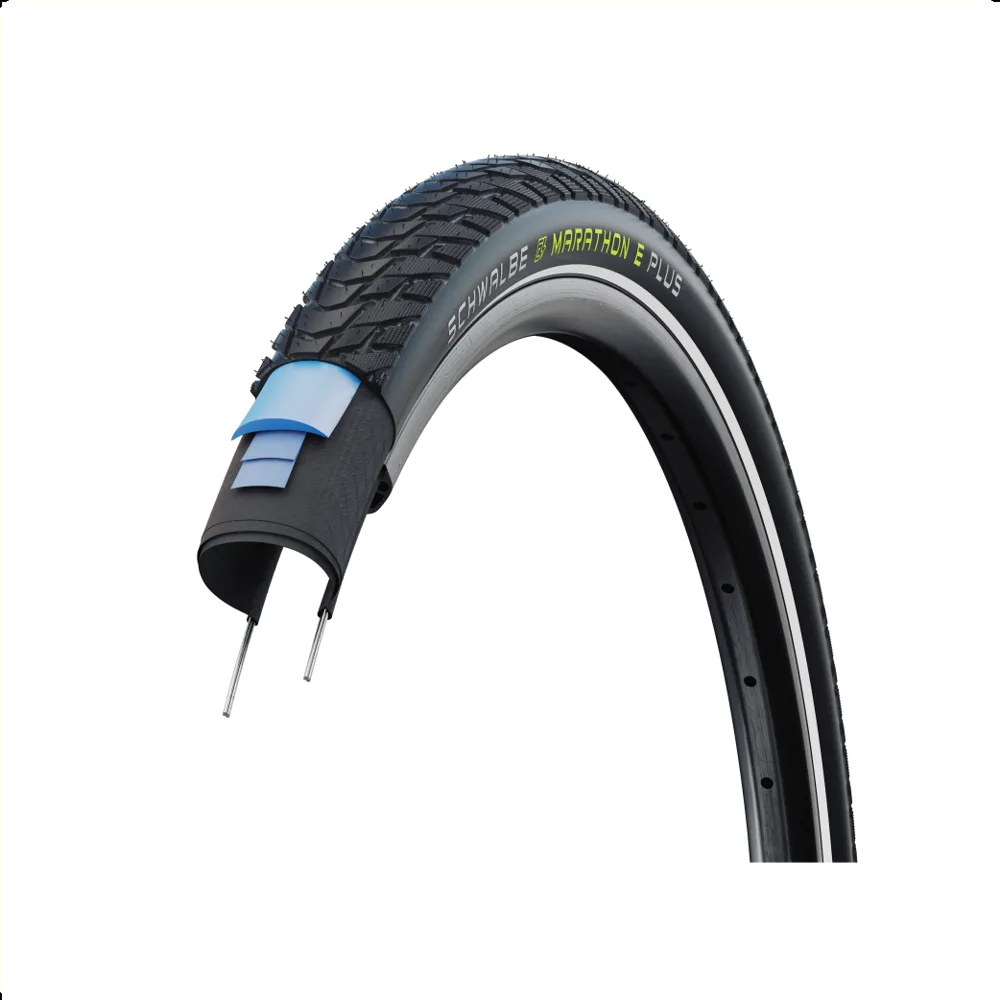 Schwalbe Marathon E-plus smartguard (5mm anti-lek) TwinSkin, Zwart met reflectie, 28x1.75  ETRTO 47-622