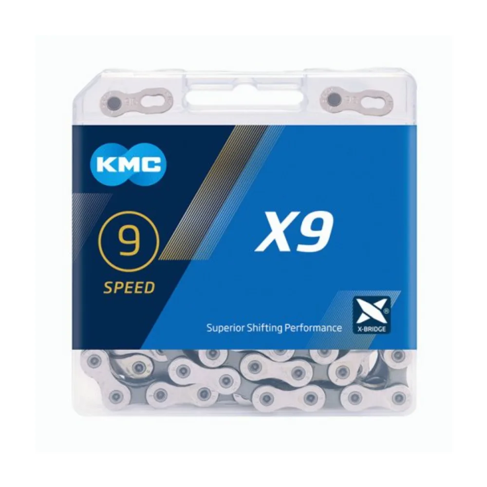 KMC X9 ketting silver/grey 1/2x1128, 9-speed.