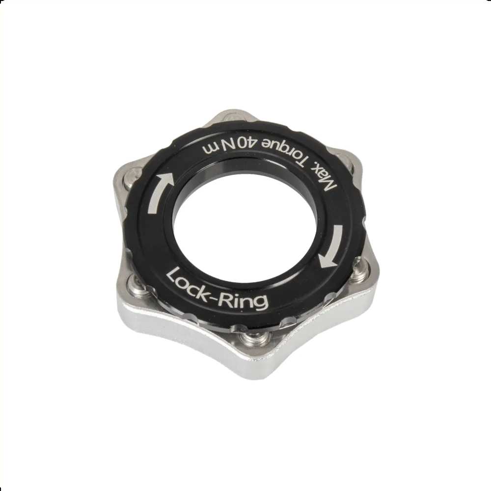 Adapter voor het monteren van een 6-bout remschijf op een centerlock naaf.