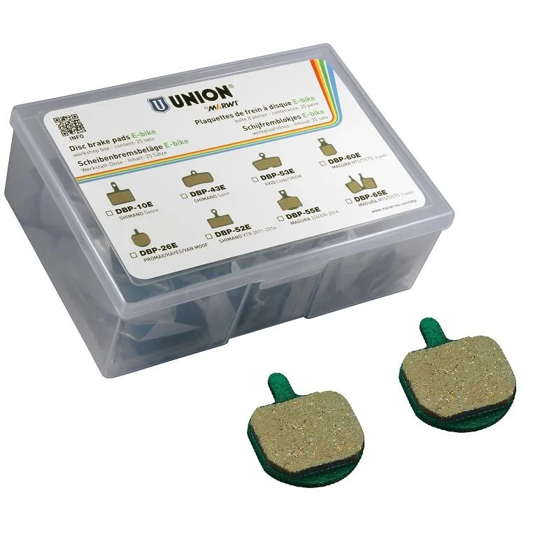 Union DBP-26E Schijfremblokjes (organisch+ Kevlar) voor Promax, Hayes en Van Moof. per 25 sets, voor E-Bike