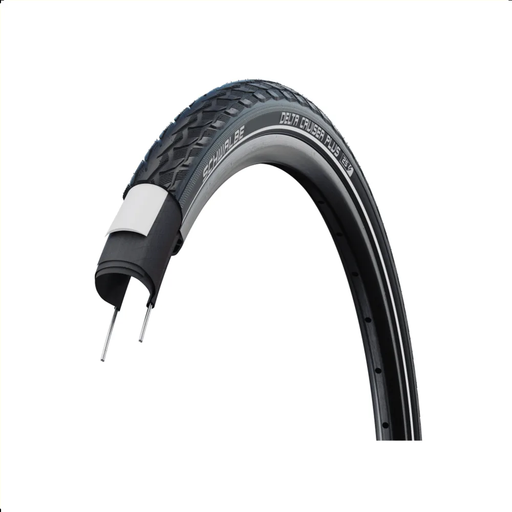 Schwalbe Delta Cruiser Plus (3mm ant-lek), Zwart met reflectie, 28x1.75  ETRTO 47-622